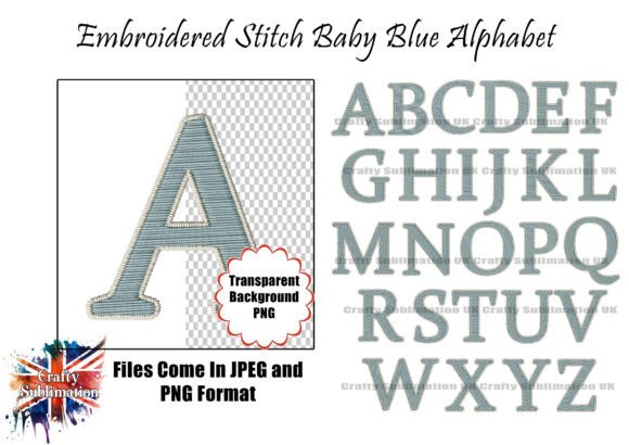 Download Baby Blue a–Z Embroidered Alphabet PNG - Alphabet Collection
