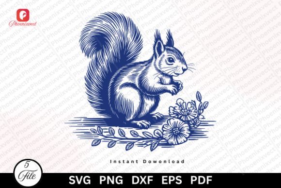 Download Hand Drawn Woodland Floral Squirrel SVG - Squirrel Collection