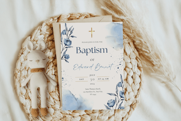 Download Baptism Invitation Template, Rustic Pink - Invitation Collection