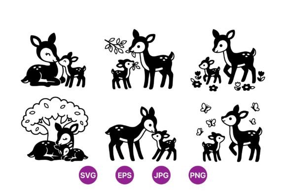 Download Cute Woodland Deer Clipart Set - Deer clipart set Collection