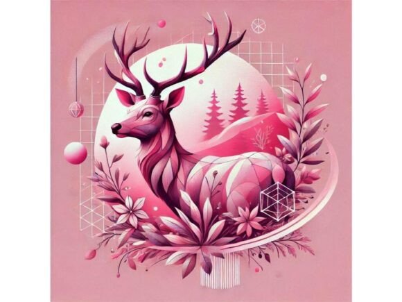 Download Digital Deer Art with Pink Theme - Digital deer art Collection