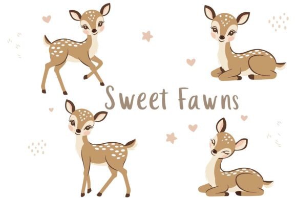 Download Sweet Baby Deer Clipart Set - Deer clipart set Collection