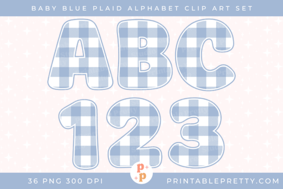 Download Baby Blue Buffalo Plaid Alphabet PNG Set - Alphabet Collection