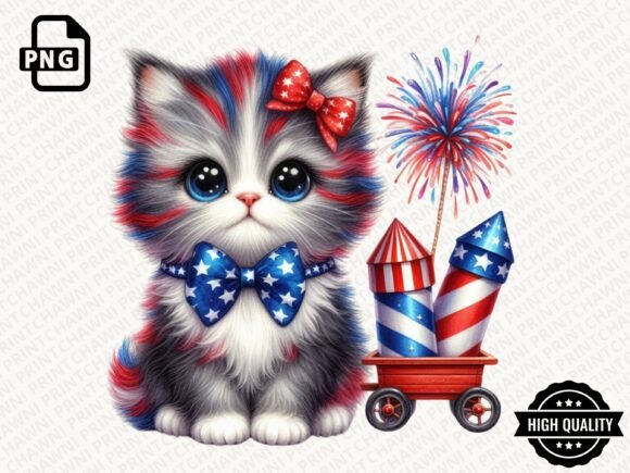 Download 4th of July Patriotic Cat PNG - Premium Bundle
