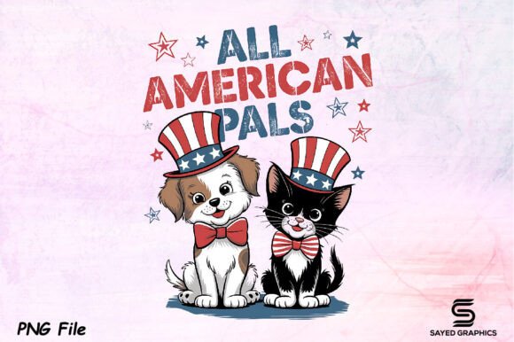 Download 4th of July Vintage Dog Cat PNG Design - Premium Resources