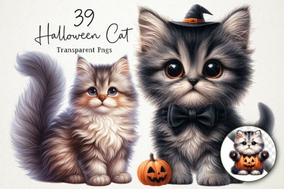 Download Cute Halloween Cat Clipart PNG - Halloween Collection