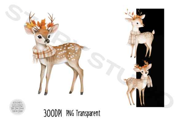 Download Cute Autumn Deer Clipart Set - Deer clipart set Collection