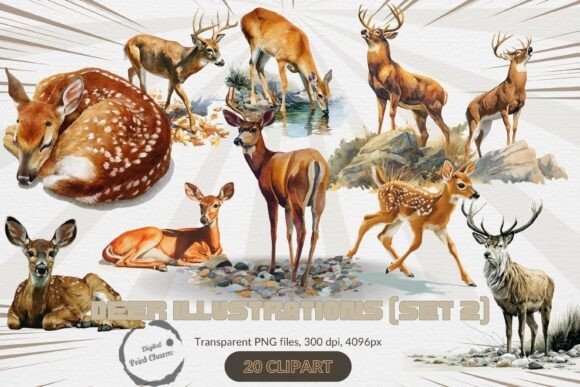 Download Majestic Full Body Deer Clipart Set - Deer clipart set Collection