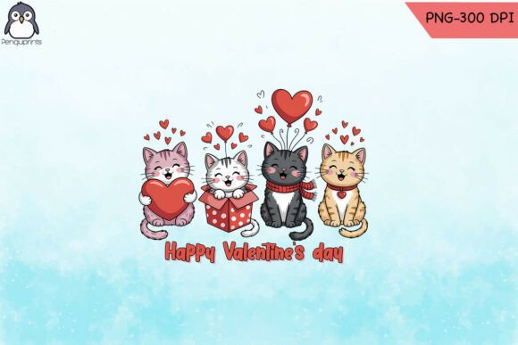 Download Cute Cat Valentine's Day Celebration PNG - Premium Resources