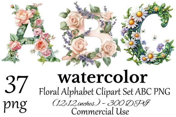 Download Floral Alphabet Clipart Set ABC PNG - Alphabet Collection
