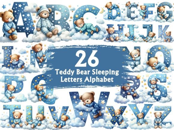Download Teddy Bear Sleeping Letters Alphabet - Alphabet Collection