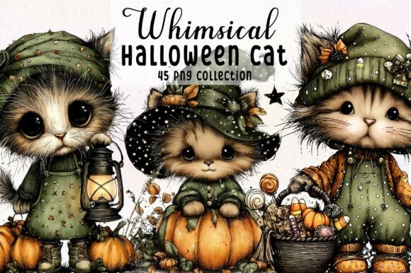 Download Whimsical Halloween Cat Clipart Bundle - Halloween Collection