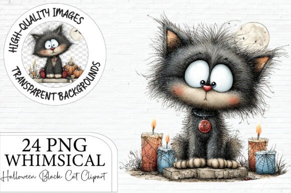 Download Whimsical Halloween Black Cat Clipart - Halloween Collection