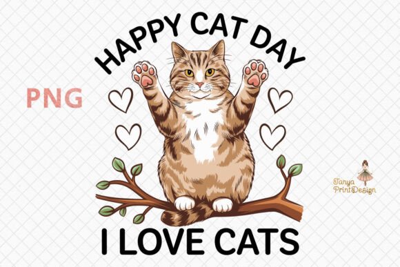 Download Happy Cat Day Funny Cat Design PNG - Premium Bundle
