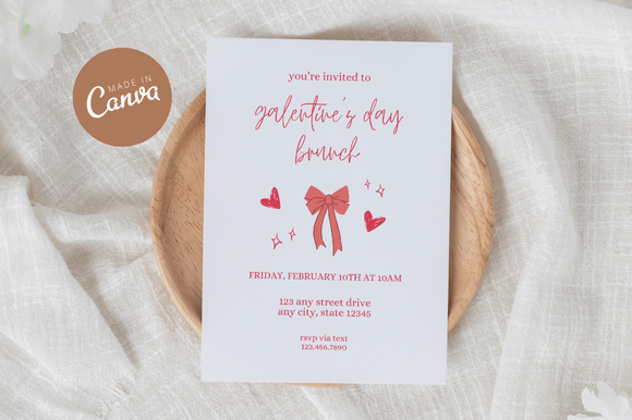 Download Coquette Galentine's Invitation Canva - Invitation Collection