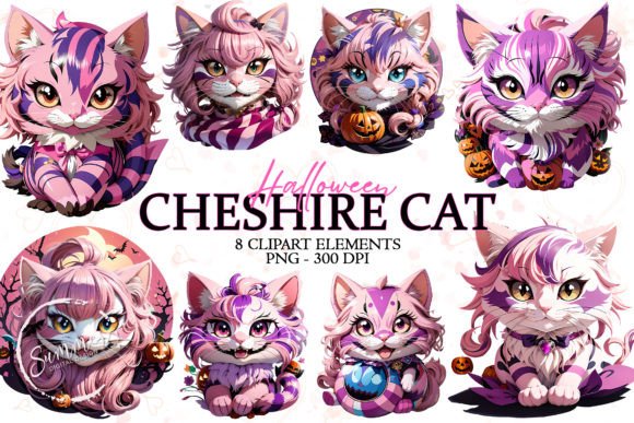Download Halloween Cheshire Cat Clipart Bundle - Halloween Collection