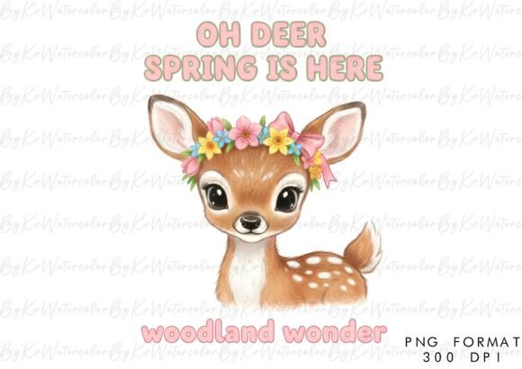 Download Spring Deer Flower Crown Hand-drawn PNG - Premium Resources