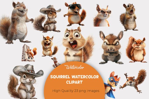 Download Funny Squirrel Watercolor Clipart - Squirrel Collection