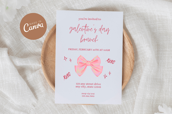 Download Coquette Galentine's Invitation Canva - Invitation Collection