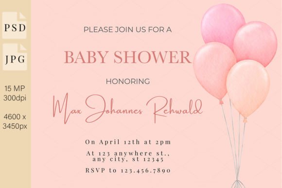 Download Baby Shower Invitation Girl, PSD 543 11 - Invitation Collection