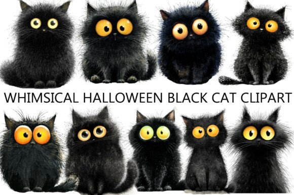 Download Whimsical Halloween Black Cat Clipart - Halloween Collection